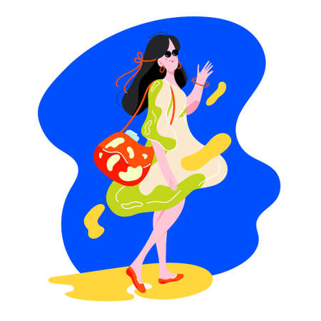 Woman wavingのイラスト素材