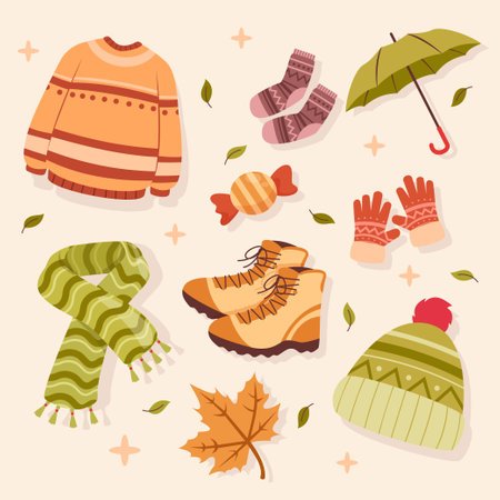 Autumn themed clothingsのイラスト素材