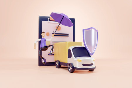 3D vehicle insurance conceptの写真素材