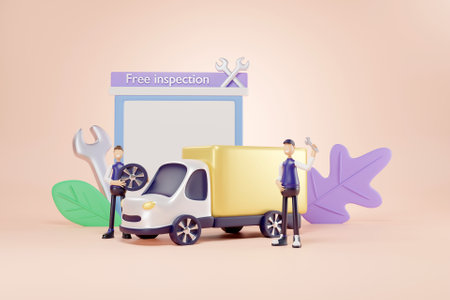 3D Free car inspection conceptの写真素材