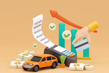 3D car purchase payment conceptの写真素材