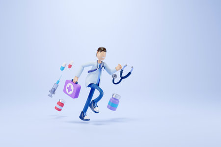3D doctor runningの写真素材