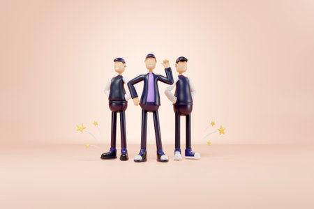 3D men posing with confidenceの写真素材