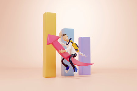 3D increasing car sale conceptの写真素材