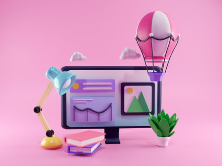 3D social media conceptの写真素材