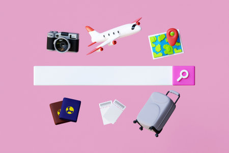 3D traveling elements with search barの写真素材