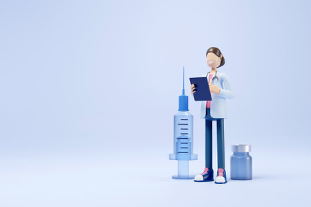 3D doctor with vaccine conceptの写真素材