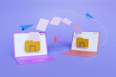 3D file transferring conceptの写真素材