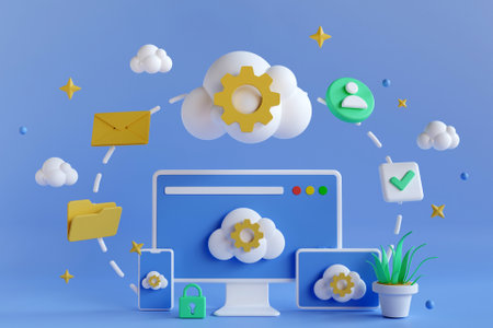 3D cloud service conceptの写真素材
