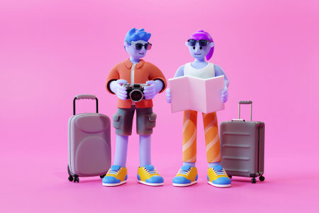 3D tourists going to travelの写真素材