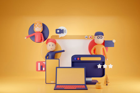 3D work from home conceptの写真素材