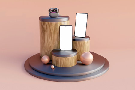 3D mockup display of digital devicesの写真素材