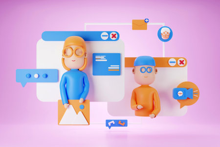 3D videoconferencing conceptの写真素材