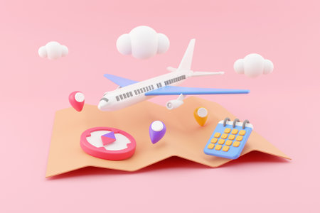 3D travel flight schedule conceptの写真素材