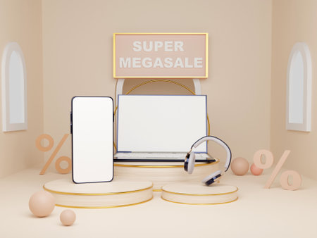 3D mockup display of digital devices