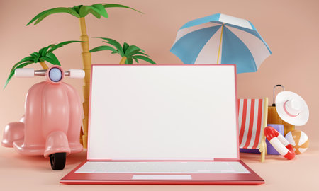 3D laptop with traveling concept
