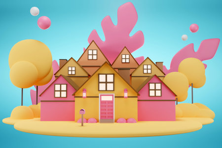 3D residential areaの写真素材