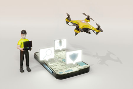 3D drone security conceptの写真素材