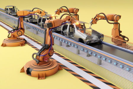 3D car manufacturing conceptの写真素材