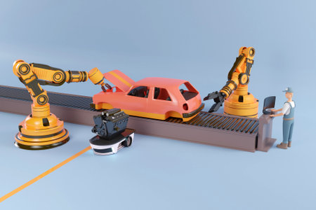 3D car manufacturing conceptの写真素材