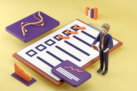 3D business checklist conceptの写真素材