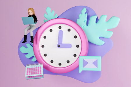 3D time management conceptの写真素材