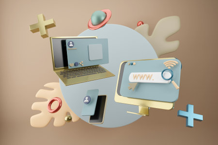 3D social media conceptの写真素材