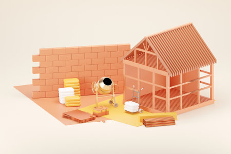 3D house construction conceptの写真素材