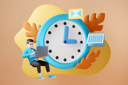 3D time management conceptの写真素材