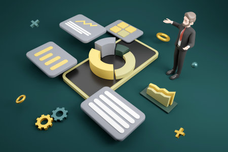 3D mobile data analytics conceptの写真素材