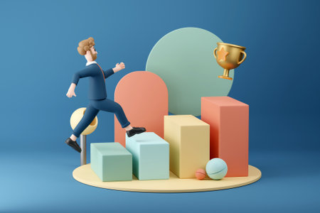 3D businessman career advancement conceptの写真素材