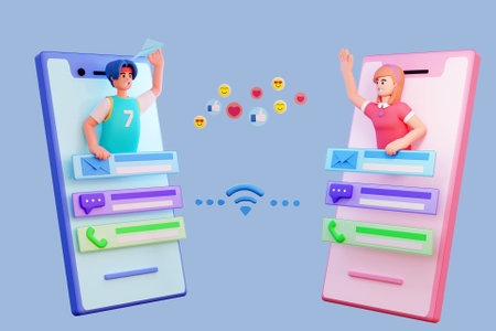 3D mobile phone communication concept