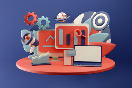 3D digital marketing concept