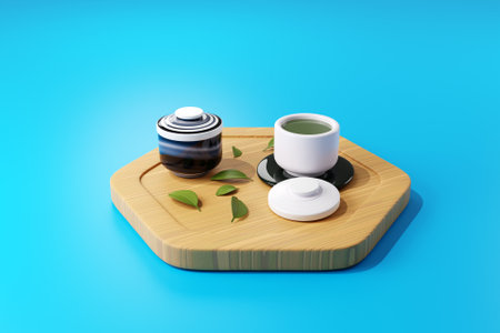 3D green tea setの写真素材