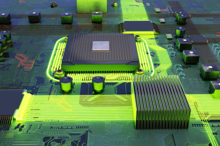 3D circuit mainboard conceptの写真素材
