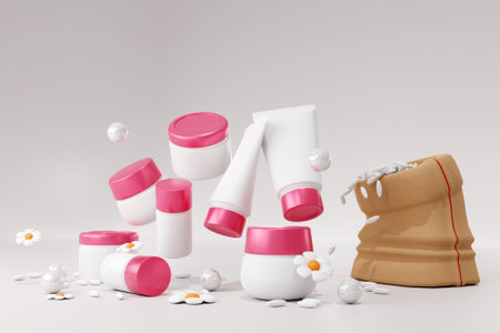 3D face and body care productsの写真素材