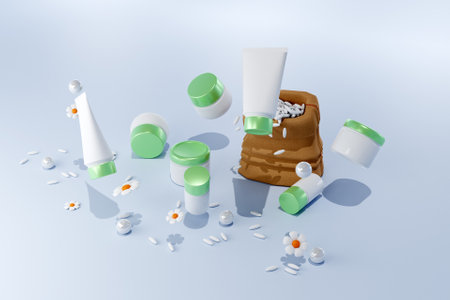 3D face and body care productsの写真素材