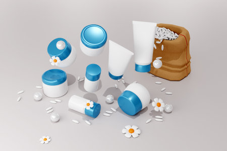 3D face and body care productsの写真素材