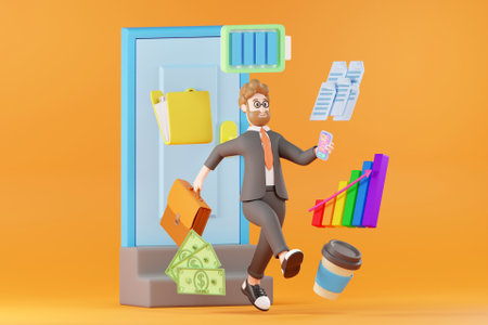 3D businessman going to workの写真素材