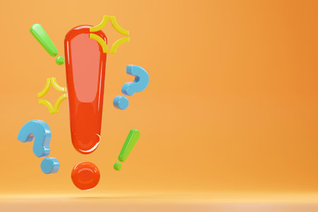 3D exclamation mark with copy spaceの写真素材