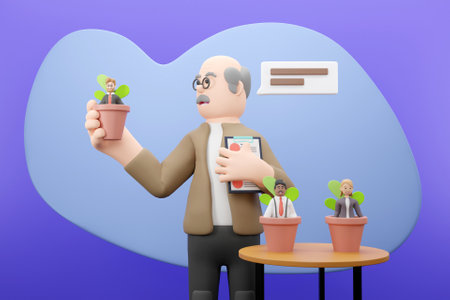 3D monitoring employees concept