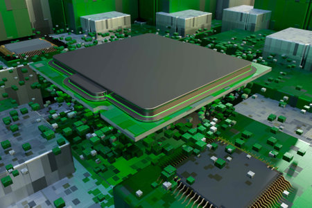 3D circuit mainboard conceptの写真素材