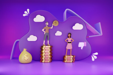 3D gender wage inequalityの写真素材