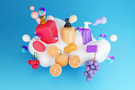 3D shampoo or body wash containersの写真素材
