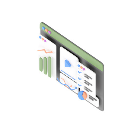 3D website data analysis concept