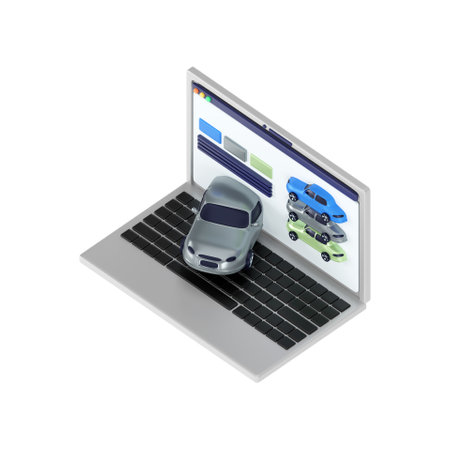 3D laptop with car details