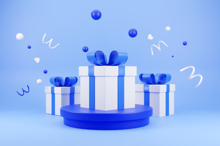 3D gift box on podium