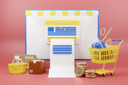 3D ecommerce checkout concept