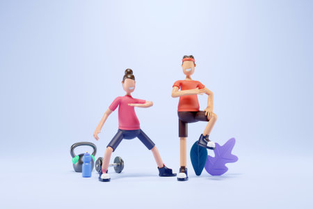 3D people in gym attire
