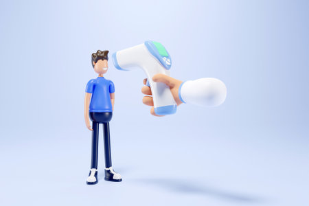3D body temperature checking conceptの写真素材